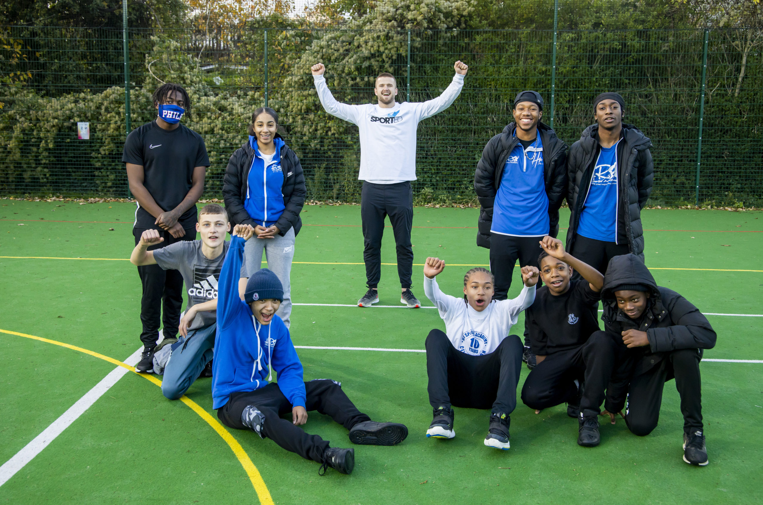 Eric Dyer and members of HR Sports Academy