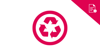 red delivery environment resource graphic with information graphic and red recycling graphic