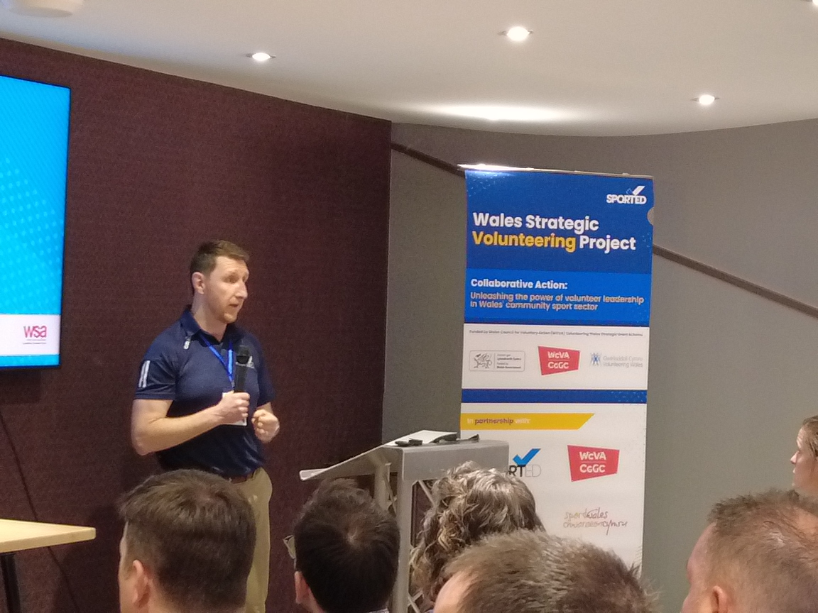 Richard Thomas presenting the Wales Strategic Volunteering Report