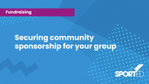 blue event graphic with "Sponsorship Success: Strategies for creating and sustaining partnerships"