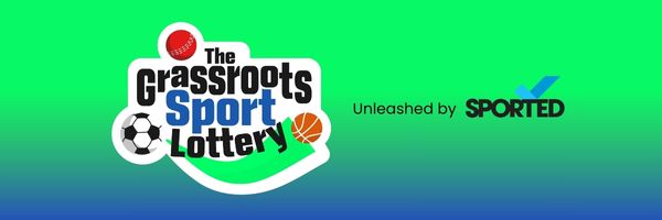 the grassroots sport lottery logo on a green and blue background
