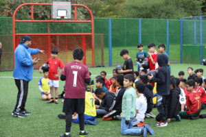 Group of children with a coach