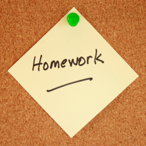 post it note with homework handwritten