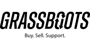 Grassboots written in large bold text with the words Buy. Sell. Support underneath in smaller text.