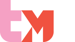 theMovement Charity logo is a pink coloured t next to a red coloured m